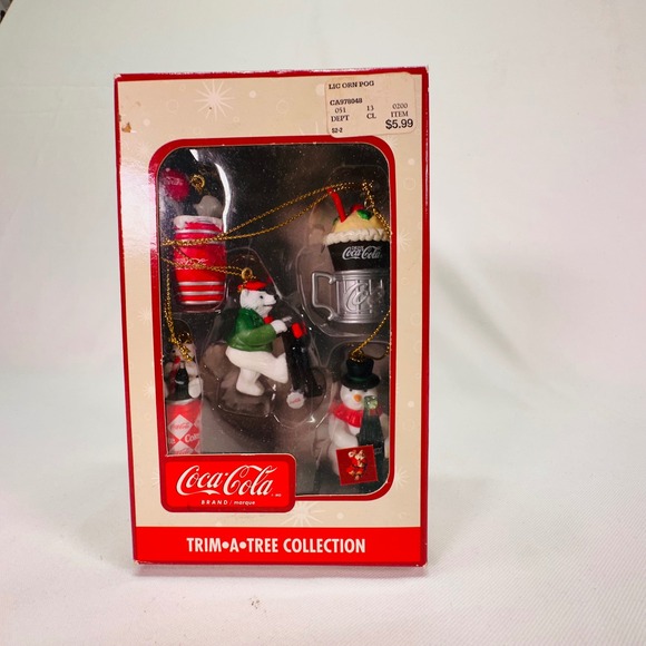 Coca-Cola Other - Vintage Coca-Cola Trim-A-Tree Collection 5 Piece Ornament Set Polar Bear Snowman